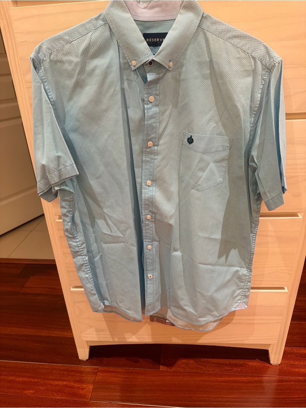 Reserved Pale Blue Short-Sleeve Button-Down Shirt
